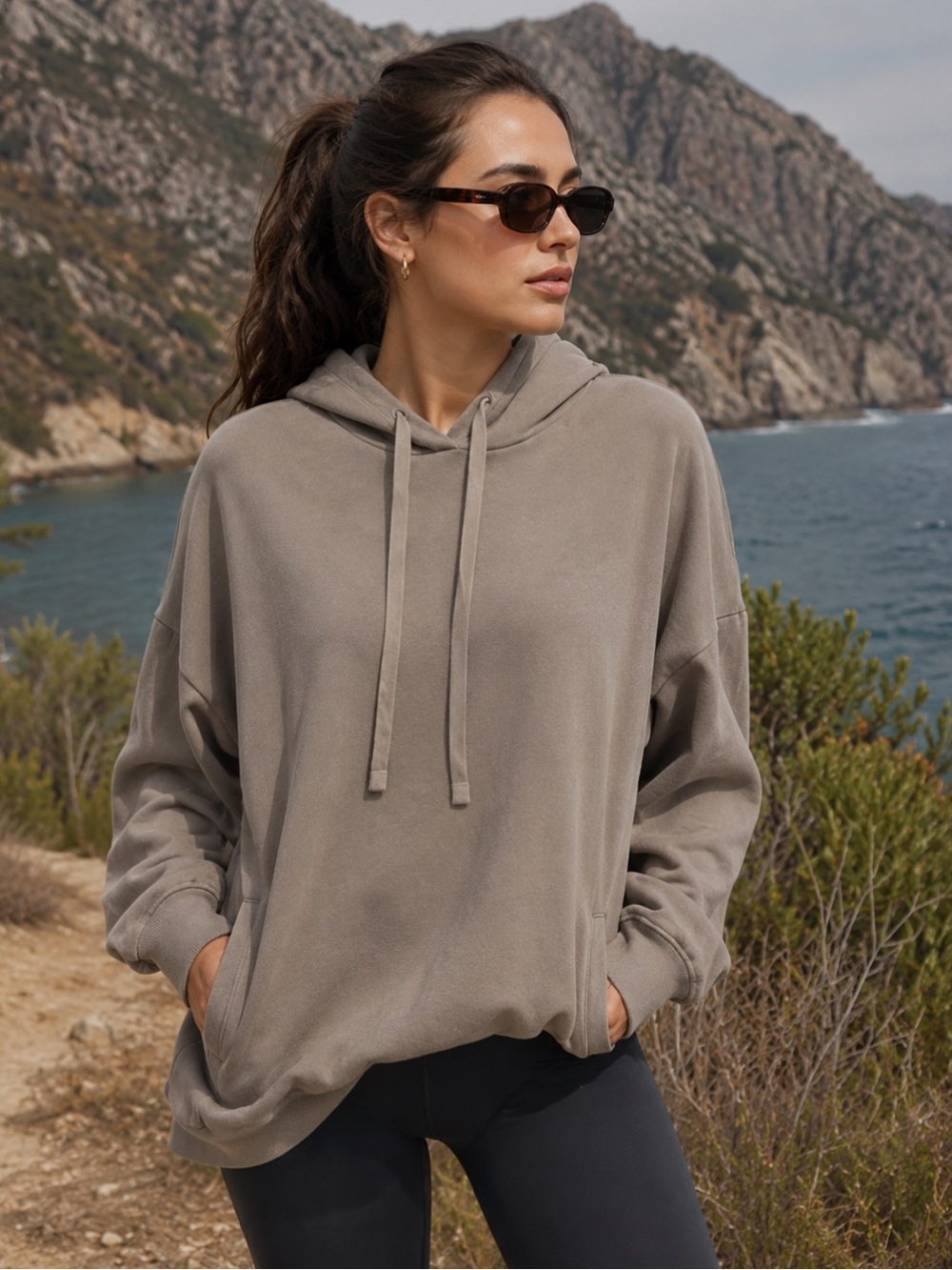 Alo large taupe pullover